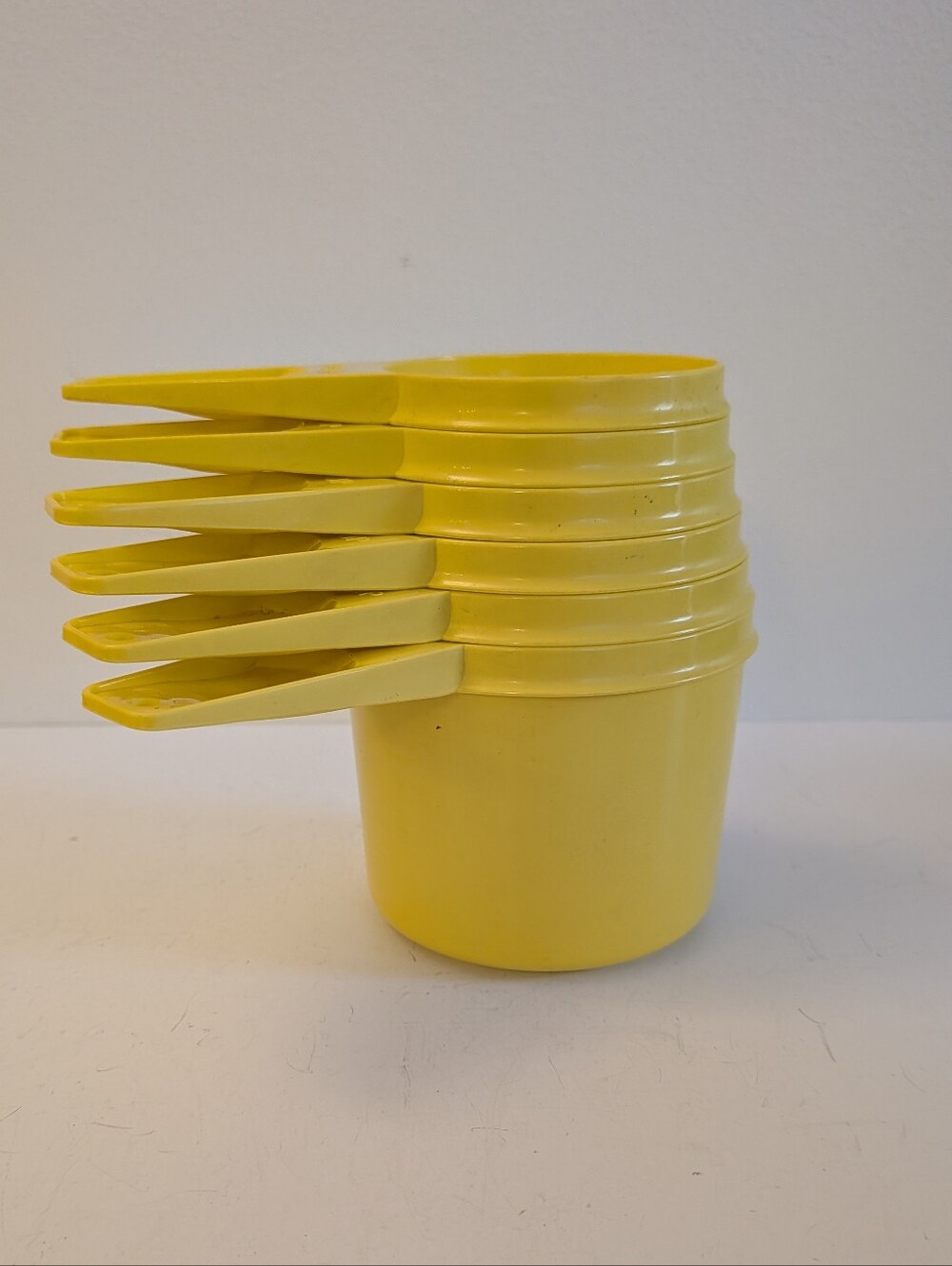 Vintage Yellow Tupperware Measuring Cups Stacked set of 6 retro Kitchen Harvest